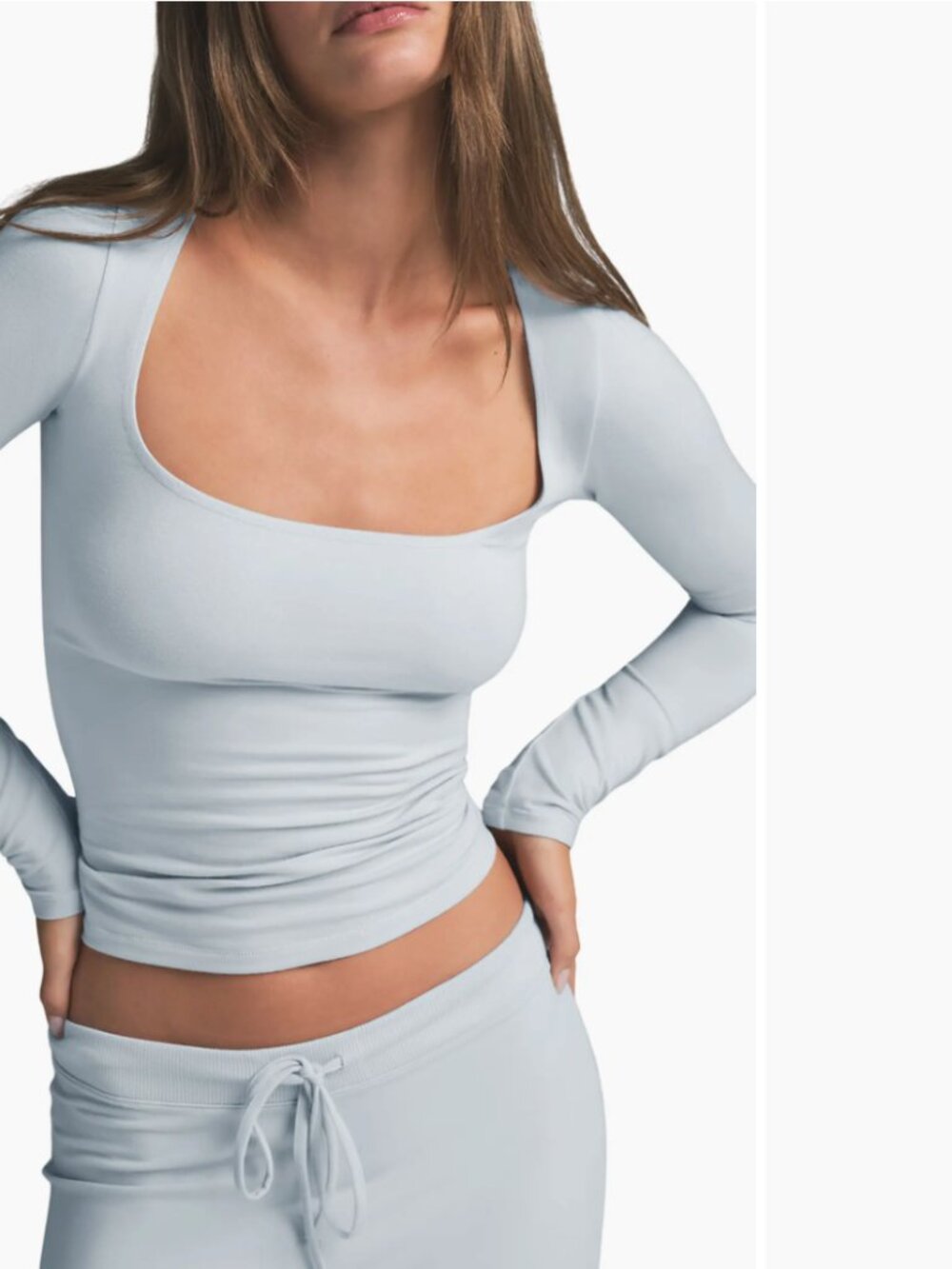 SKIMS Scoop Neck long sleeve comfy top XS - Zen blue